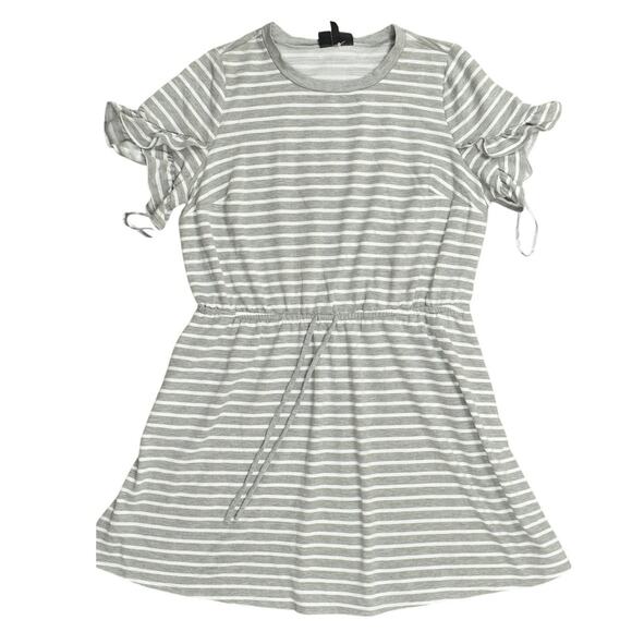 Lane Bryant Gray Fit & Flare Dress Plus Size 18/20 Striped Short Sleeve Flared - Picture 1 of 8